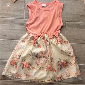 Floral Peach and Cream Kids Dress
